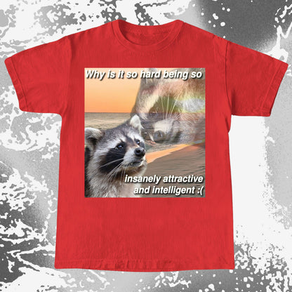 Insanely Attractive and Intelligent Raccoon T-Shirt, funny meme tee gift (view 17)