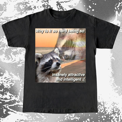 Insanely Attractive and Intelligent Raccoon T-Shirt, funny meme tee gift (view 16)
