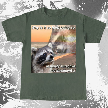 Insanely Attractive and Intelligent Raccoon T-Shirt, funny meme tee gift (view 7)