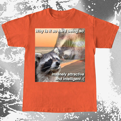 Insanely Attractive and Intelligent Raccoon T-Shirt, funny meme tee gift (view 9)