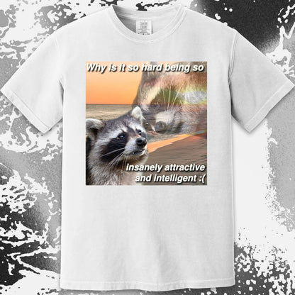 Insanely Attractive and Intelligent Raccoon T-Shirt, funny meme tee gift (view 12)