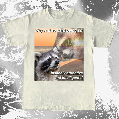 Insanely Attractive and Intelligent Raccoon T-Shirt, funny meme tee gift (view 5)