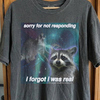 Sorry for Not Responding Raccoon T-Shirt – I Forgot I Was Real, funny meme tee gift