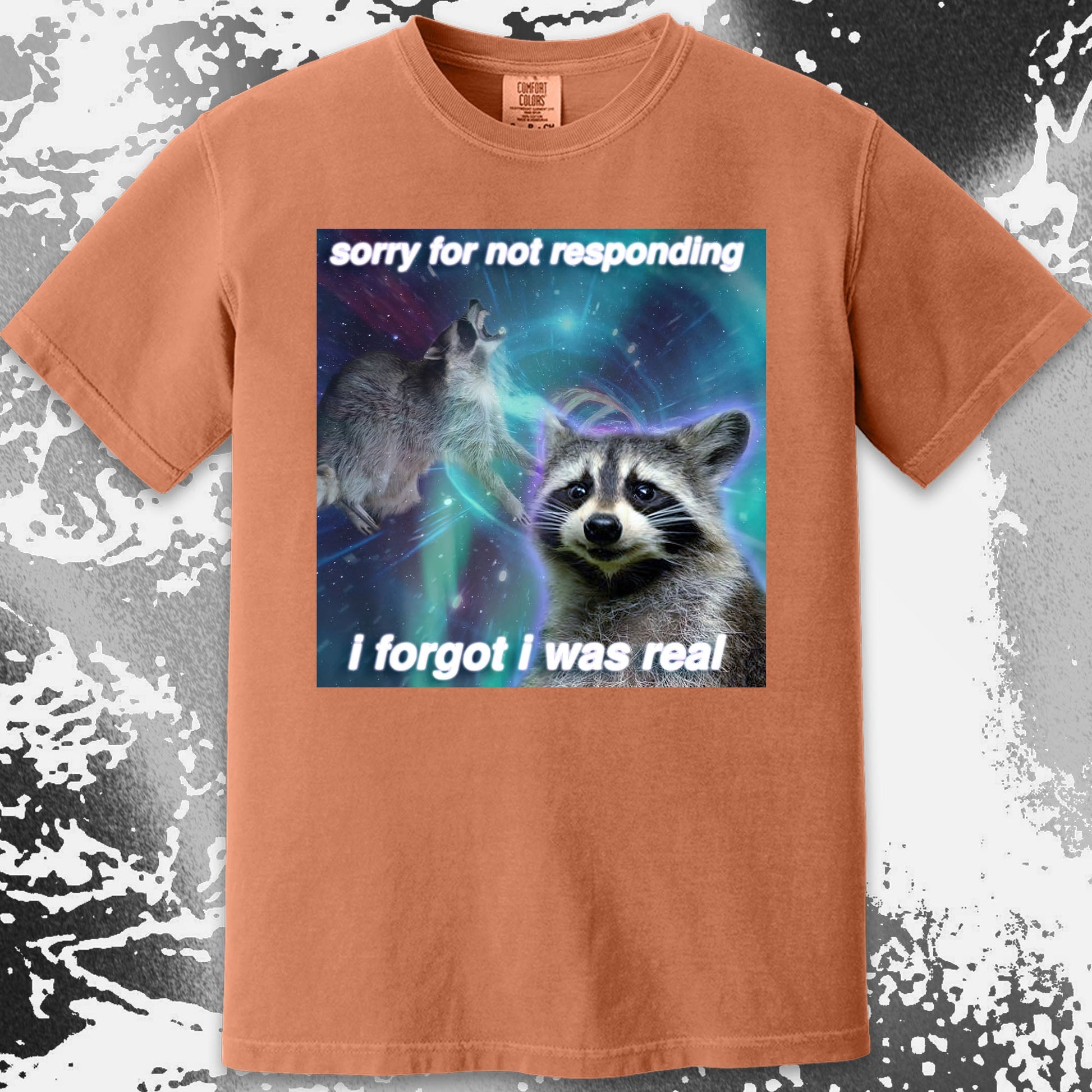 Sorry for Not Responding Raccoon T-Shirt – I Forgot I Was Real, funny meme tee gift (view 12)