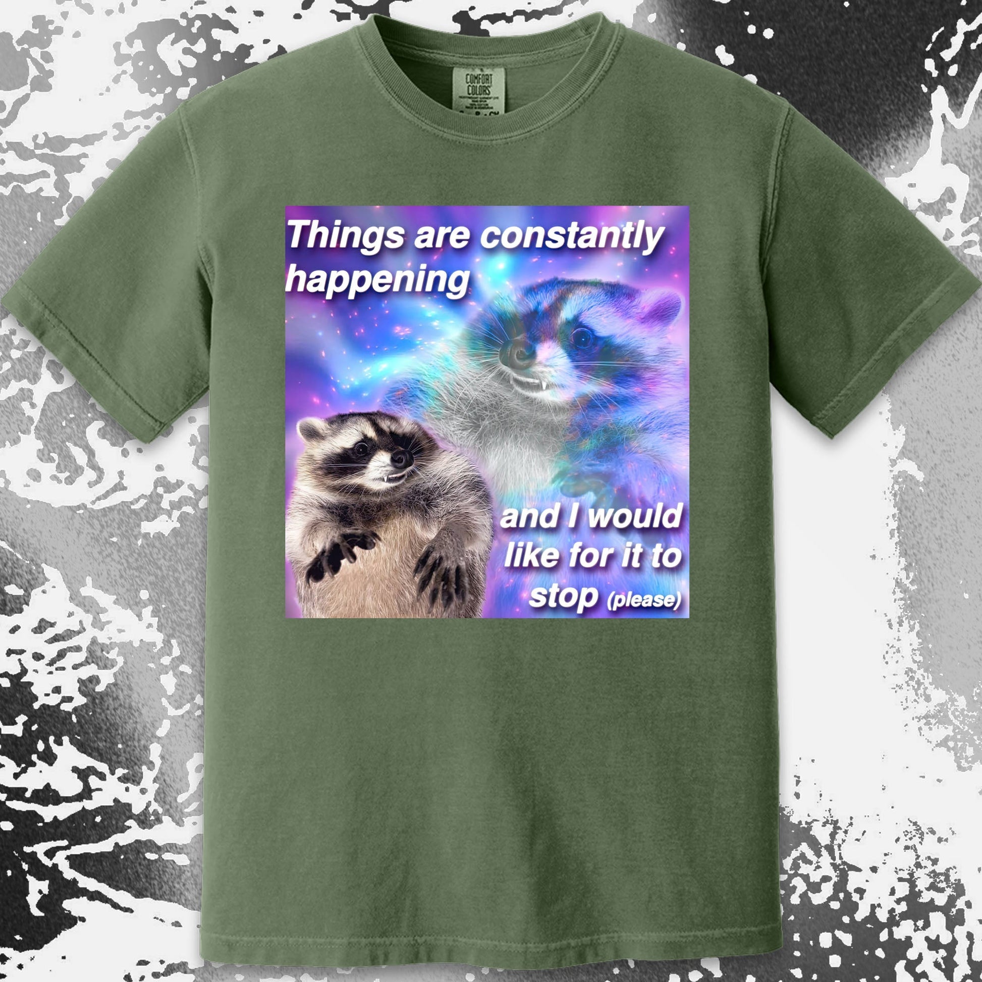 Things Are Constantly Happening Raccoon T-Shirt, funny meme tee gift (view 7)