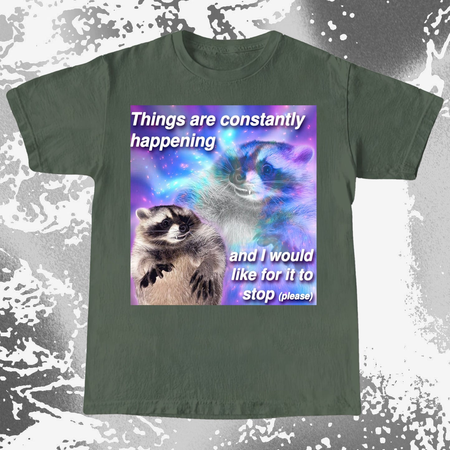 Things Are Constantly Happening Raccoon T-Shirt, funny meme tee gift (view 6)