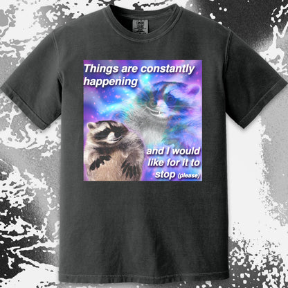 Things Are Constantly Happening Raccoon T-Shirt, funny meme tee gift (view 9)