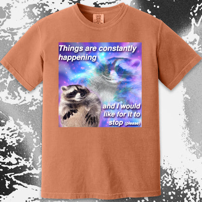 Things Are Constantly Happening Raccoon T-Shirt, funny meme tee gift (view 12)