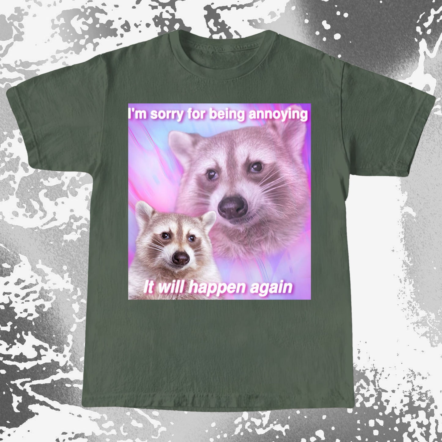 Sorry For Being Annoying Raccoon T-Shirt, funny meme tee gift (view 3)