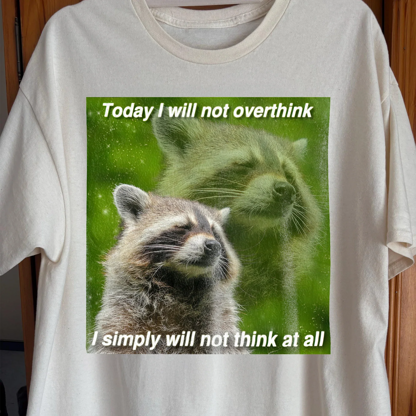 I Will Not Overthink Raccoon T-Shirt, funny meme tee gift (view 2)
