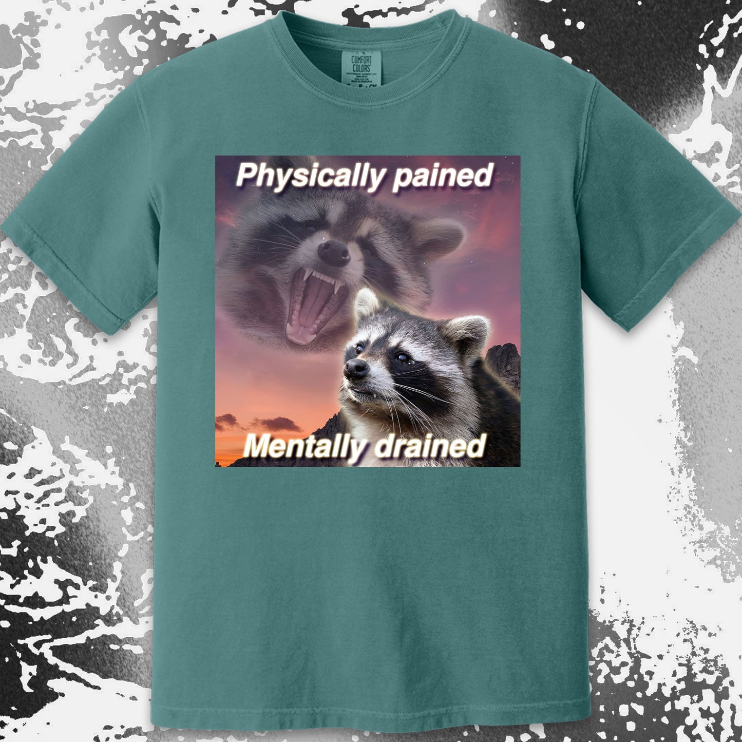 Physically Pained Mentally Drained Raccoon T-Shirt, funny meme tee gift (view 15)
