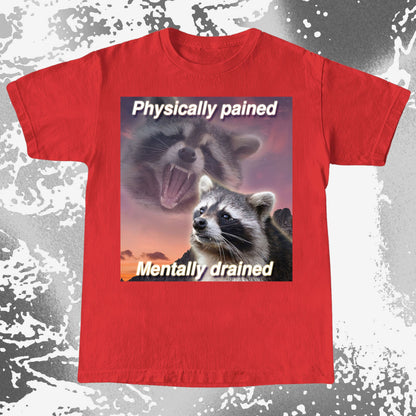 Physically Pained Mentally Drained Raccoon T-Shirt, funny meme tee gift (view 17)