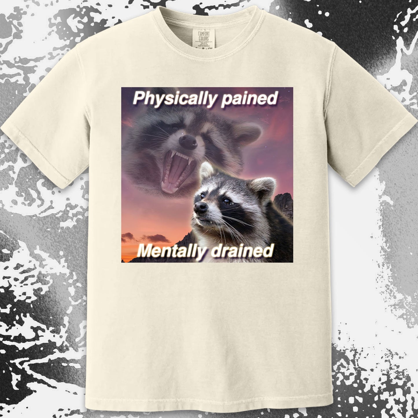 Physically Pained Mentally Drained Raccoon T-Shirt, funny meme tee gift (view 4)