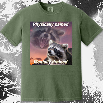 Physically Pained Mentally Drained Raccoon T-Shirt, funny meme tee gift (view 8)