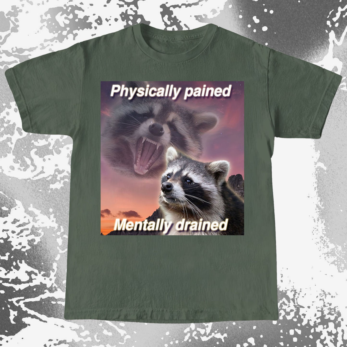 Physically Pained Mentally Drained Raccoon T-Shirt, funny meme tee gift (view 7)