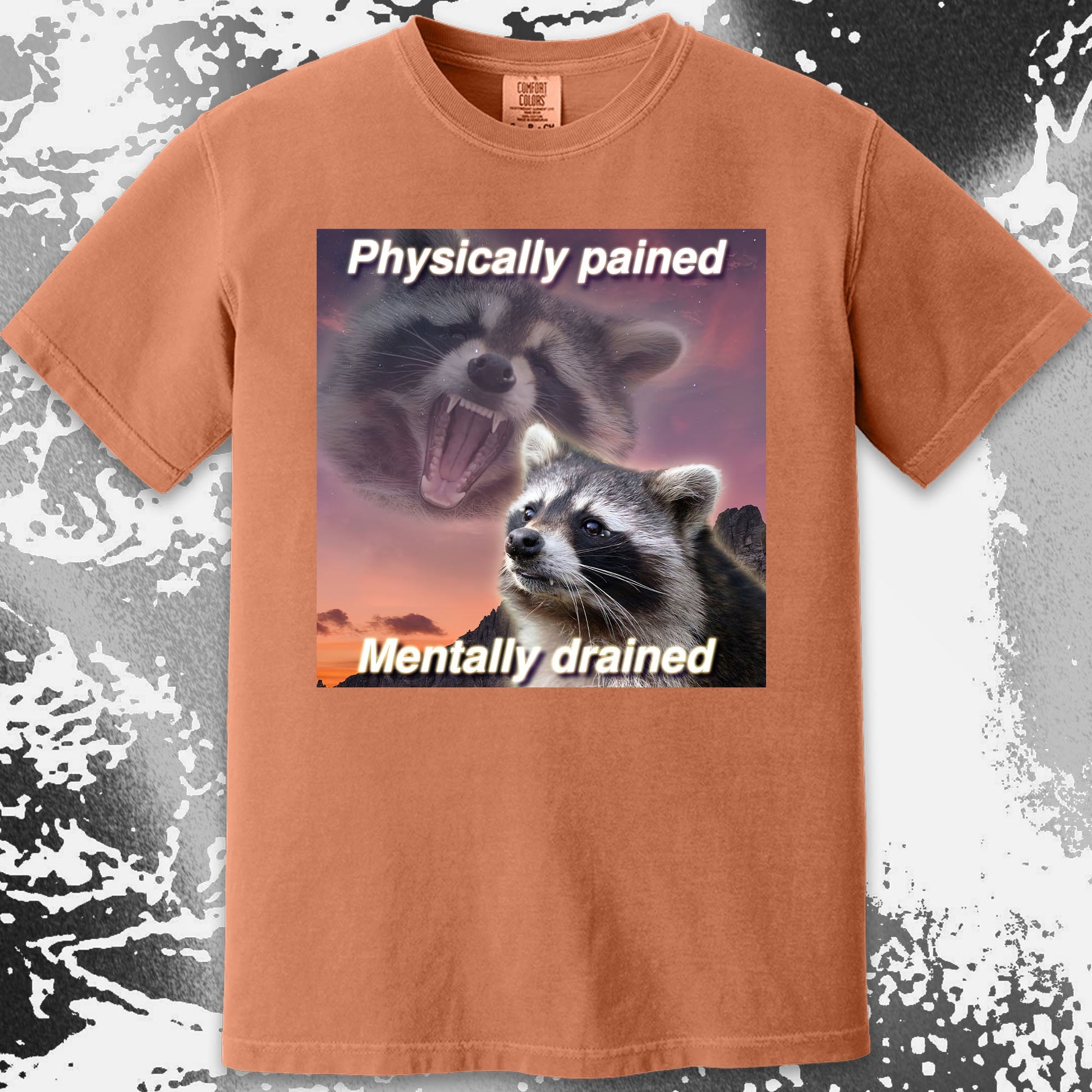 Physically Pained Mentally Drained Raccoon T-Shirt, funny meme tee gift (view 13)