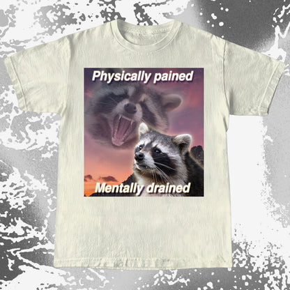Physically Pained Mentally Drained Raccoon T-Shirt, funny meme tee gift (view 5)