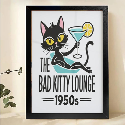 Bad Kitty Lounge 1950s Retro Cat- Bar Wall Artt