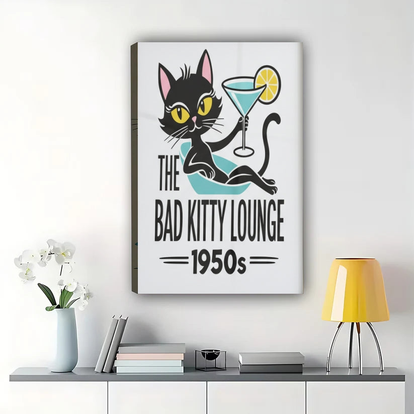 Bad Kitty Lounge 1950s Retro Cat- Bar Wall Artt