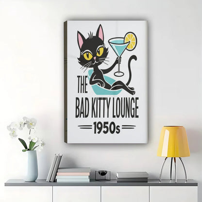 Bad Kitty Lounge 1950s Retro Cat- Bar Wall Artt
