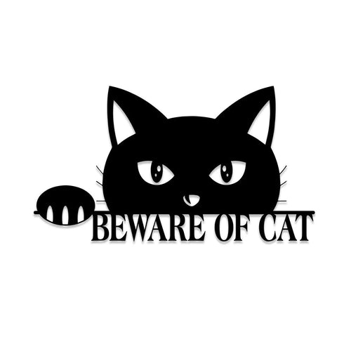 Beware Of Cat Funny Metal Sign, Wall Decor, Metal Laser Cut Metal Signs - 8 inches - metal sign