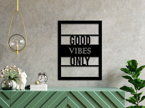 Good Vibes Only Good Vibes Gifts Hangings Metal Word Sign Bedroom Decor Minimalist Art Welcome Message - 8 inches - metal sign