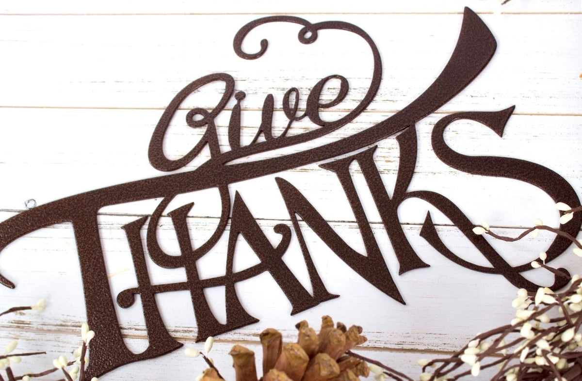 Give Thanks Thanksgiving Metal Sign Copper Autumn Decor Fall Sign Thanksgiving Sign Outdoor Sign - 8 inches - metal sign