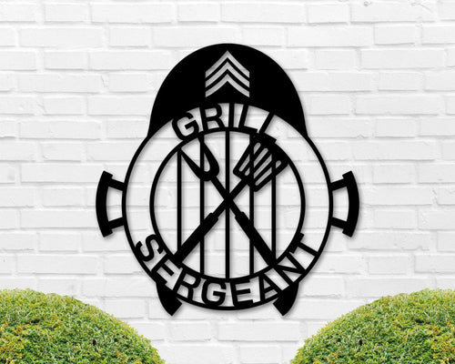 Grill Sergeant Sign Sergeant Sign Gift Drill Sergeant Military Gift Barbecue Sign Metal Bbq Sign Patio Grill Sign Funny Bbq Gift Dad - 8 inches - metal sign
