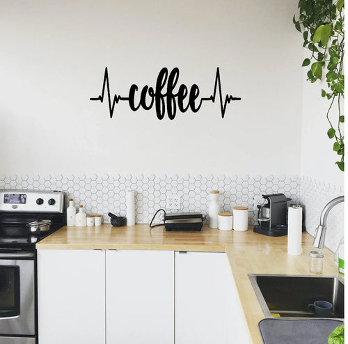 Coffee Heartbeat Metal Sign Cutout Cut Metal Sign Wall Metal Art - 8 inches - metal sign