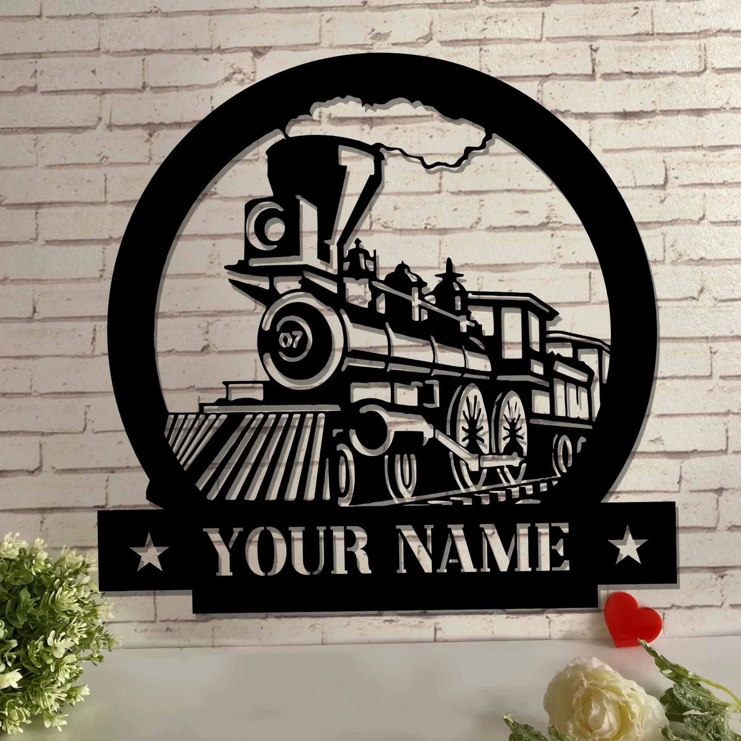 Train Metal Sign Railroad Signs Train Decor Train Metal Wall Steam Train Decor Metal Laser Cut Railway Sign Father Gift - 8 inches - metal sign