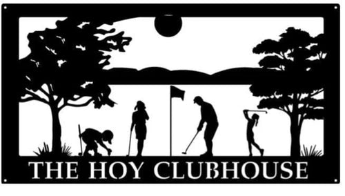 Metal Golfing Sign family Golfing Scene Metal House Sign - 8 inches - metal sign