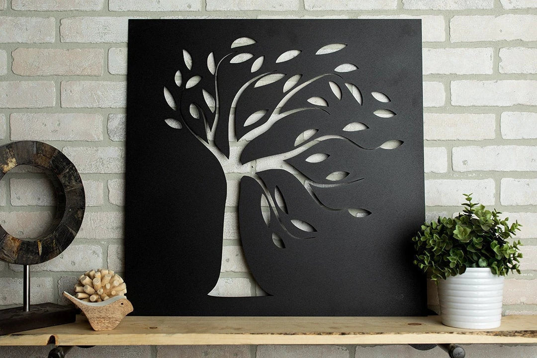 Leafy Tree Wall Metal Art Cut Metal Sign Wall Metal Art - 8 inches - metal sign