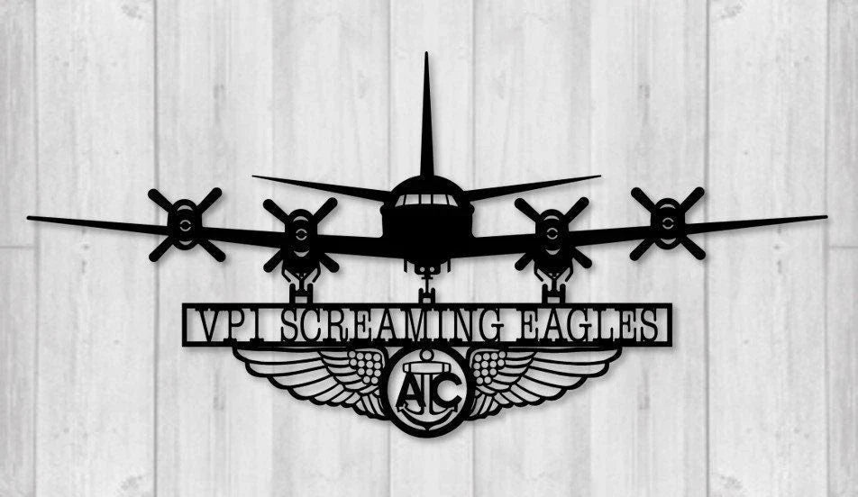 P3 Vp1 Screaming Eagles Aircrew Wings Metal Sign Cut Metal Sign Wall Decor - 8 inches - metal sign