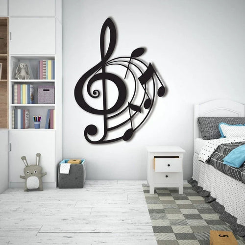 Sol Key Metal Art Music lovers gift Living room decoration Wall hangings Music notes Music house decoration - 8 inches - metal sign