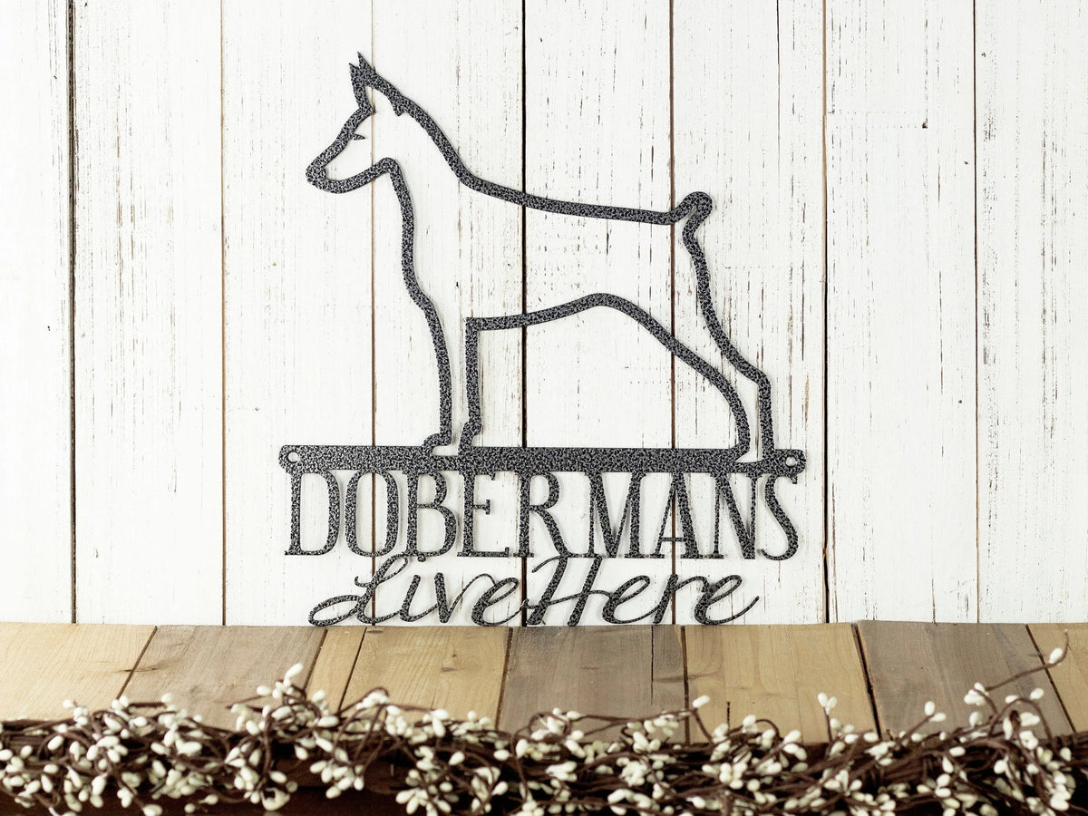 Doberman Metal Signs Beware Of Dog Sign Doberman Pinscher Dog Lover Gift Outdoor Signs Dog Sign Dog Decor - 8 inches - metal sign