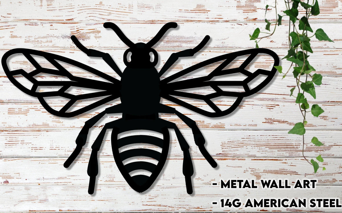 Metal Bee Indoor Outdoor Cut Metal Sign Wall Metal Art - 8 inches - metal sign