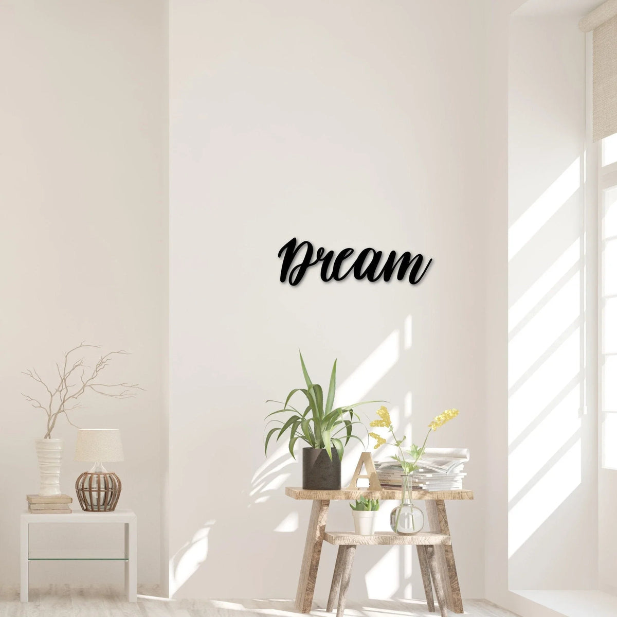 Dream Metal Word Art Motivational Wall Sign Office Decor Kids Room Decor Metal Cursive Dream Sign Script Word For The Wall - 8 inches - metal sign