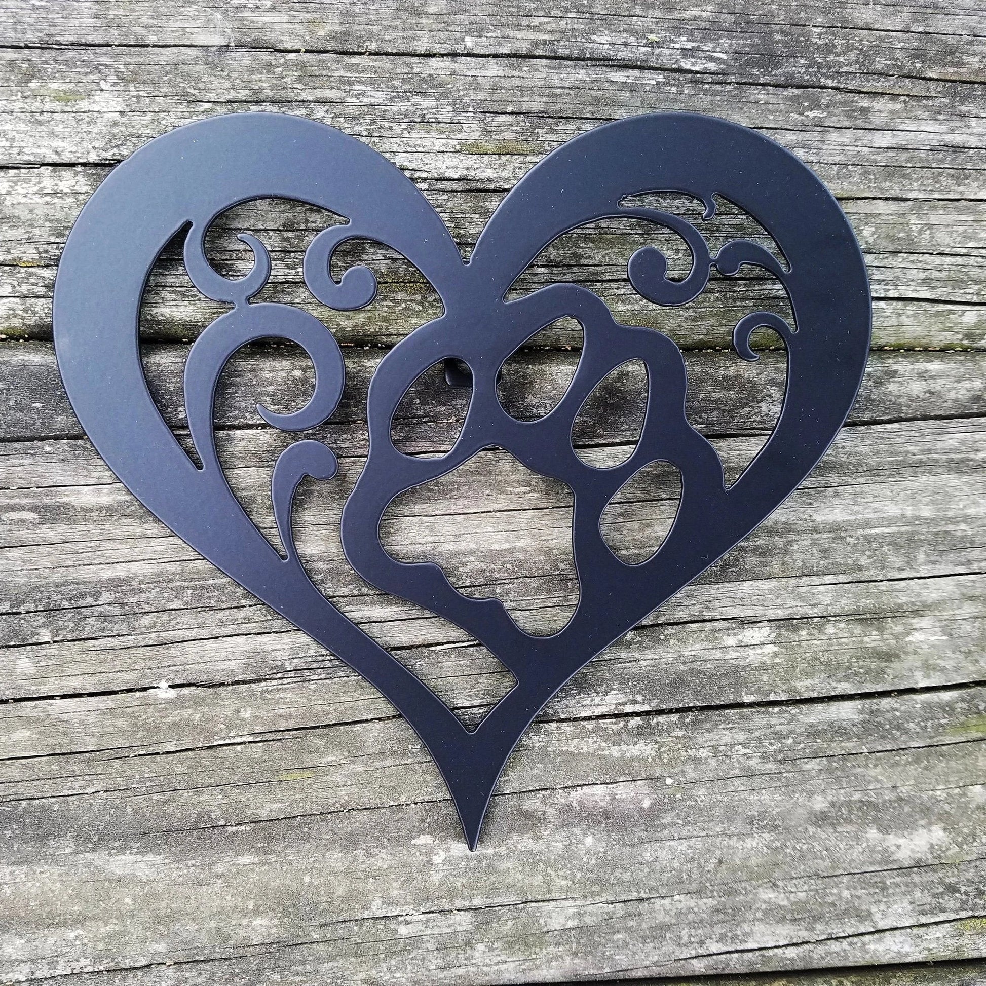 Cat Paw Heart Metal Sign Heart Shaped Steel Wall Hanging With Cat's Paw Gift For Feline Lover Metal Art - metal sign