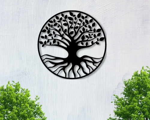 Tree Of Life Metal Sign Outdoor Tree Peace Love Tree Sign Harmony Sign Yggdrasil Norse Wall Decor Gift Housewarming - 8 inches - metal sign