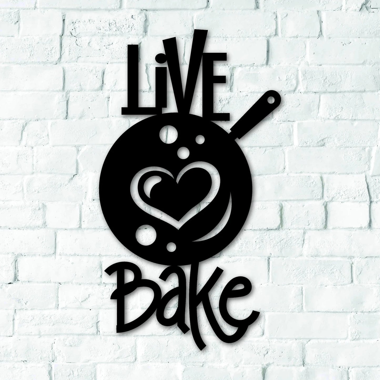 Live Love Bake Kitchen Wall Decor Kitchen Metal Sign - 8 inches - metal sign