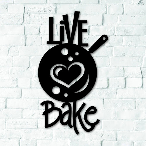 Live Love Bake Kitchen Wall Decor Kitchen Metal Sign - 8 inches - metal sign