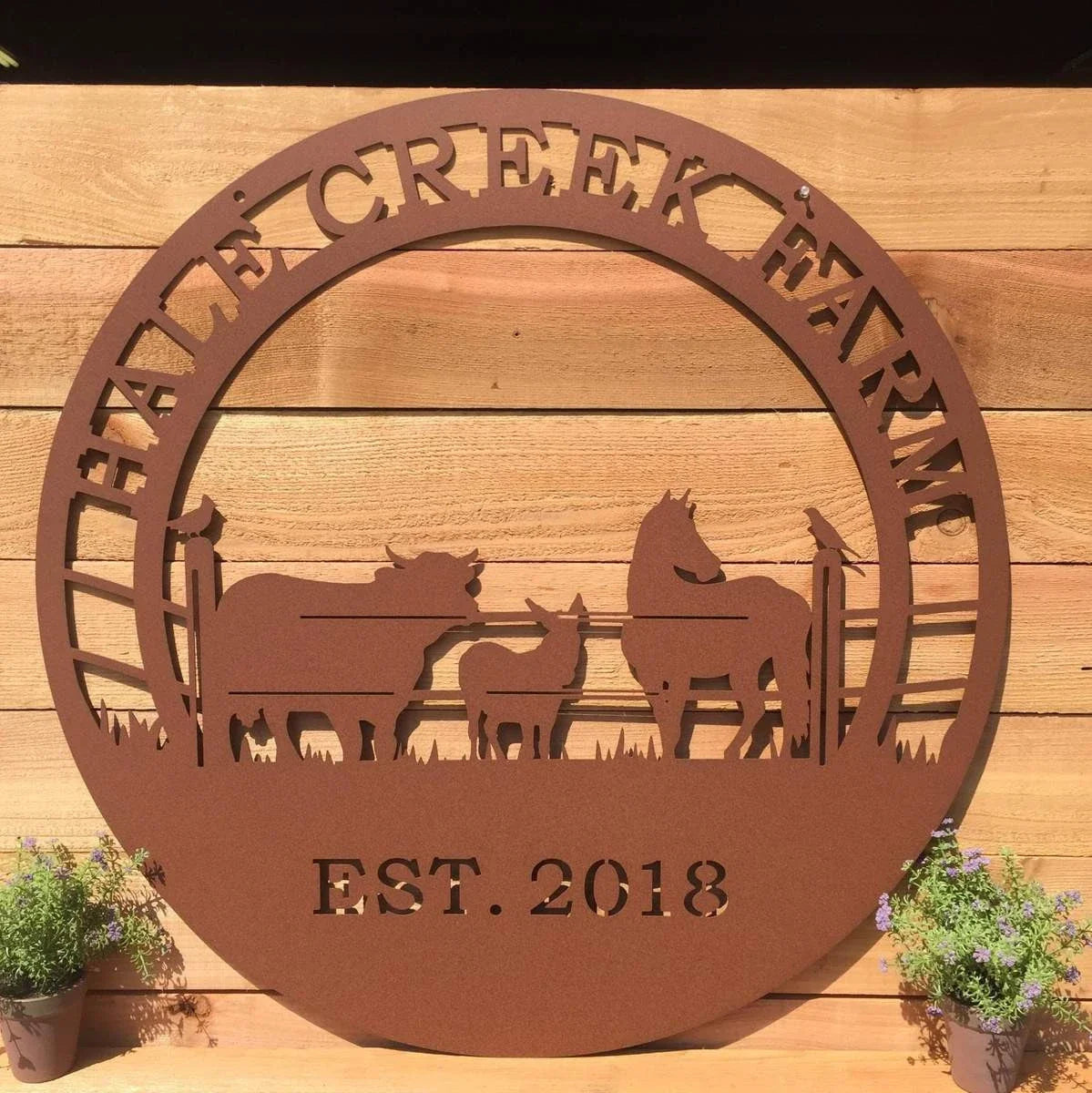 Bird Horse Cow Donkey Ranch Sign Cut Metal Sign Metal House Sign - 8 inches - metal sign