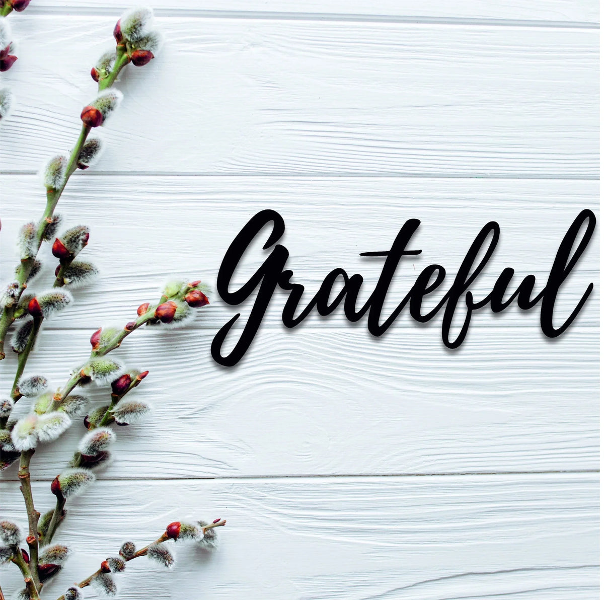 Grateful Cursive - 8 inches - metal sign