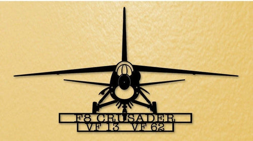 F8 Crusader Gear Up Military Fighter Aircraft Metal Sign Cut Metal Sign Wall Decor - 8 inches - metal sign