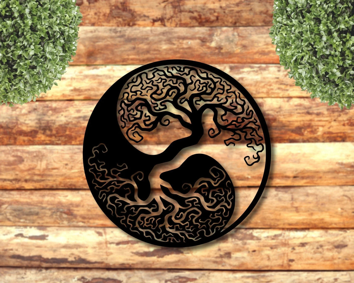 Tree Of Life Wall Hangings Wall Decor Housewarming Gift Minimalist Office Decor Metal Wall Sign - 8 inches - metal sign