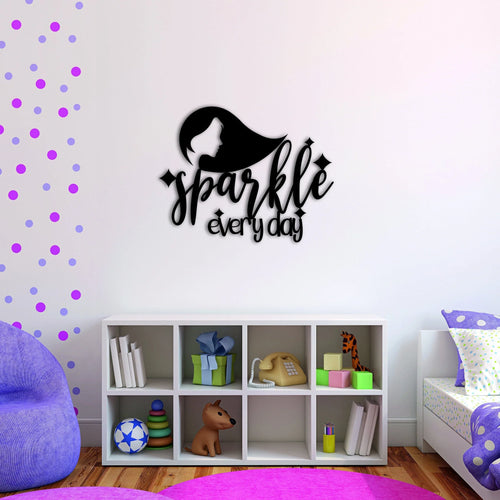 Makeup Sparkle Every Day Metal Wall Signs With Sayings Motivational Quote Metal Wall Hanging Housewarming Gift - 8 inches - metal sign