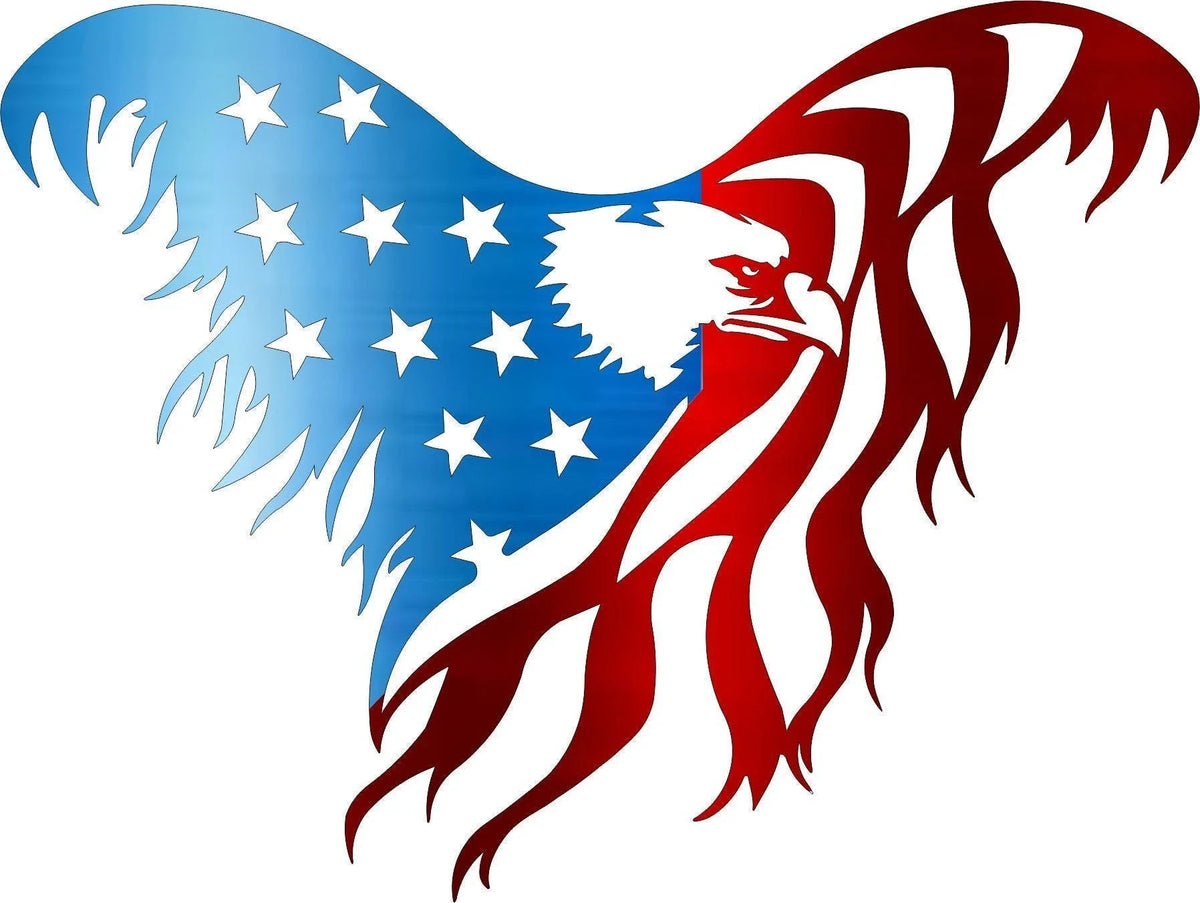 Red White Blue Independence Day 4th July American Eagle Patriotic Flag Eagle In God We Trust Patriotic Plaques - 8 inches - metal sign