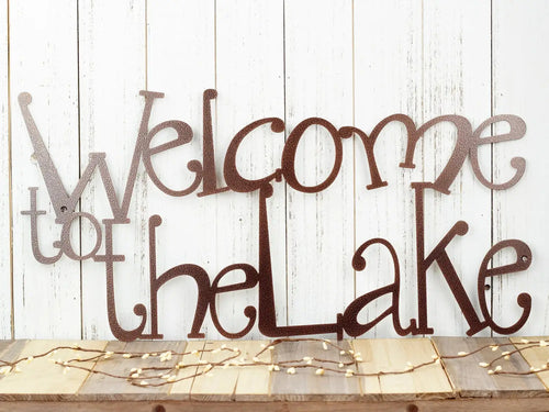 Welcome To The Lake Sign Lake House Decor Cabin Decor Outdoor Sign Wall Decor Laser Cut Metal Copper Vein Shown - 8 inches - metal sign