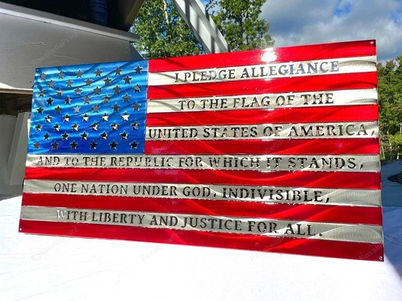 American Flag American Flag Sign us Flag Pledge Of Allegiance American Flag Wall Sign - 8 inches - metal sign