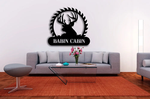 Deer Sign Deer Antler Decor Deer Hunter Gift Deer Camp Sign Christmas Gift For Him Deer Name Metal Sign Fathers Day Gif - 8 inches - metal sign